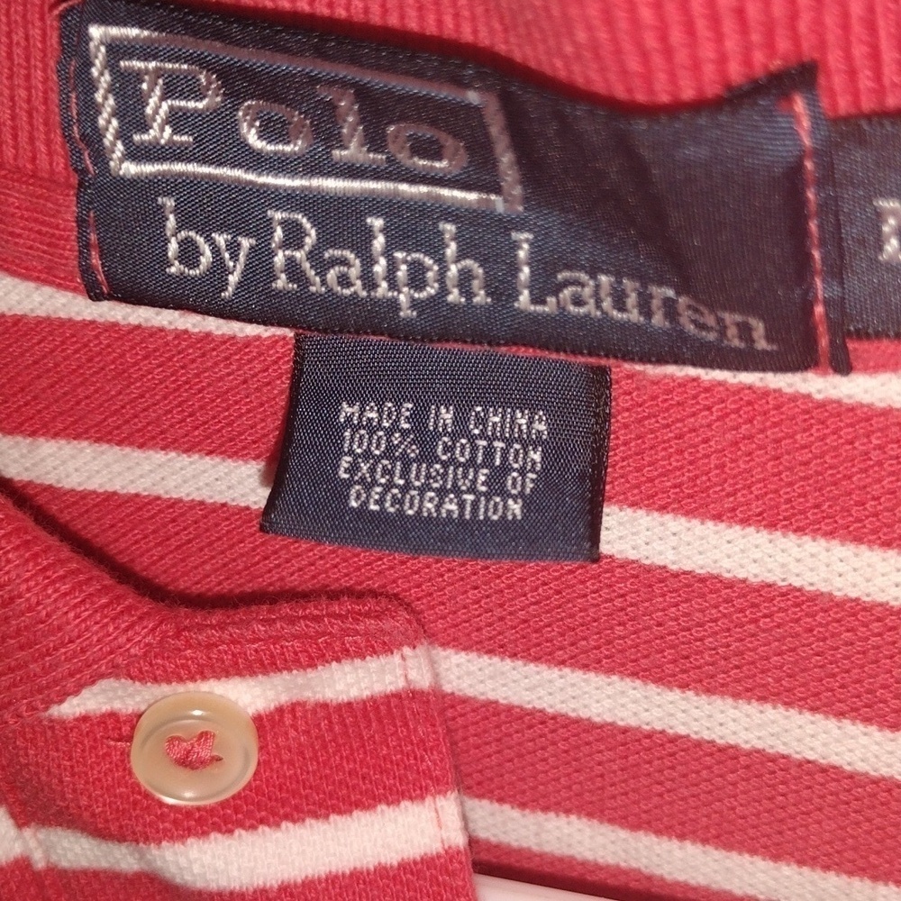 Polo by Ralph Lauren Men’s Orange/Peach Striped Polo Golf Preppy M - Picture 6 of 7